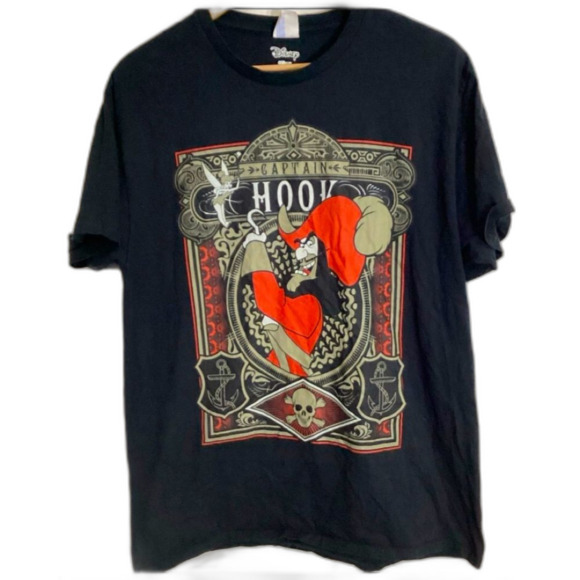 Disney Captain Hook Men’s Size Large Graphic Black T-Shirt - Picture 1 of 9
